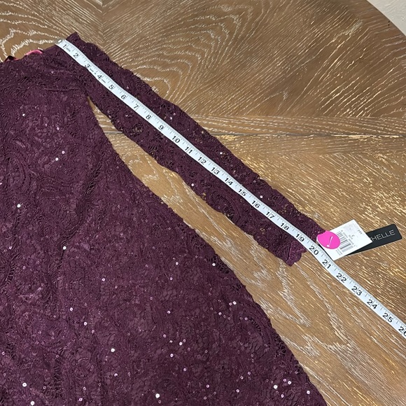 MY MICHELLE Strapless long sleeves Sequins Burgundy mini Dress - Picture 15 of 15